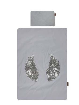 koc dla dziecka szary srebrny złoty skrzydła queen baby