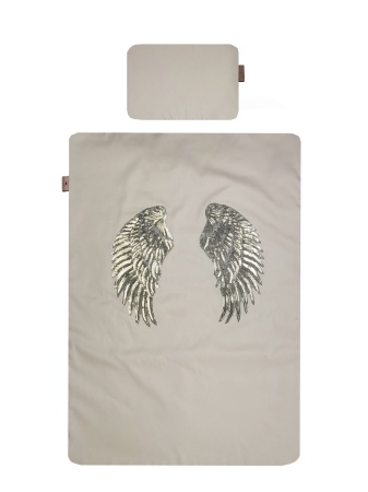 koc dla dziecka beżowy srebrny złoty skrzydła queen baby