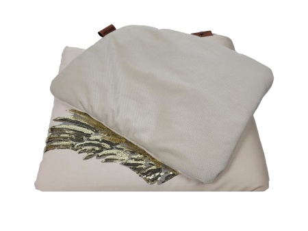 koc dla dziecka beżowy srebrny złoty skrzydła queen baby