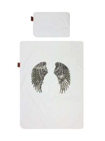 koc dla dziecka biały srebrny złoty skrzydła queen baby