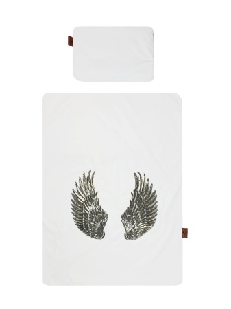 koc dla dziecka biały srebrny złoty skrzydła queen baby