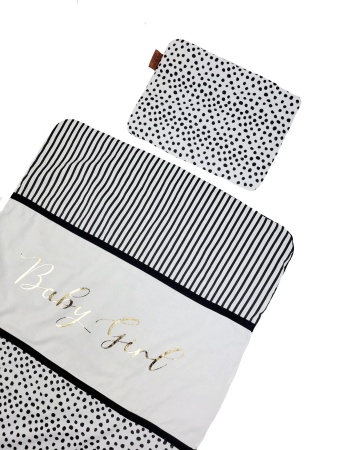 kocyk czarno biały dla dziewczynki do wózka baby girl queen baby