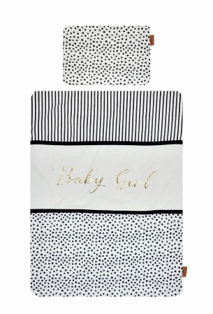 kocyk czarno biały dla dziewczynki do wózka baby girl queen baby