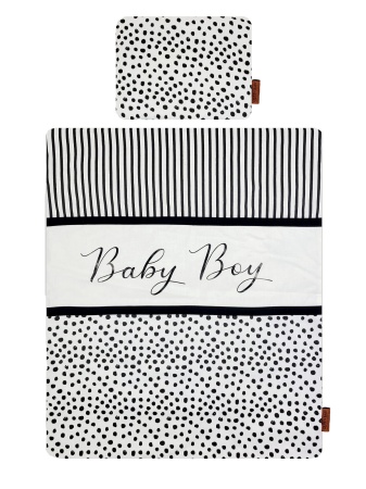 imienny kocyk do wózka czarno biały name queen baby personal blanket