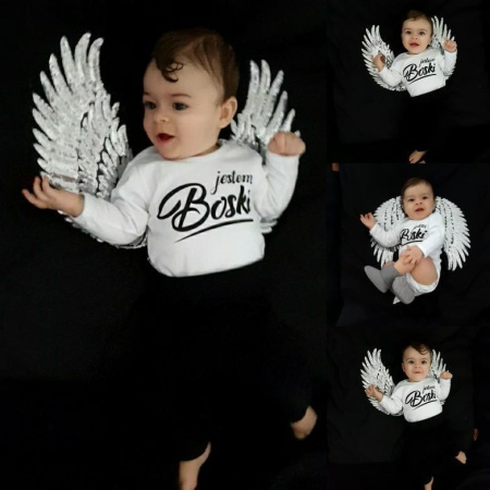 pościel czarna dla dziecka skrzydła queen baby