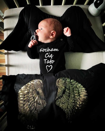 pościel czarna dla dziecka skrzydła queen baby