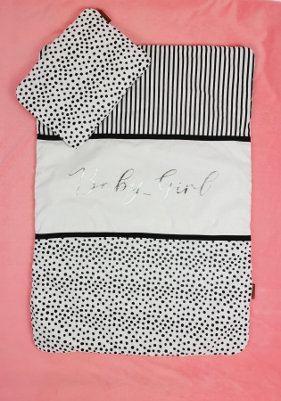 kocyk czarno biały dla dziewczynki do wózka baby girl queen baby