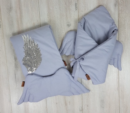 szara pościel skrzydła queen baby