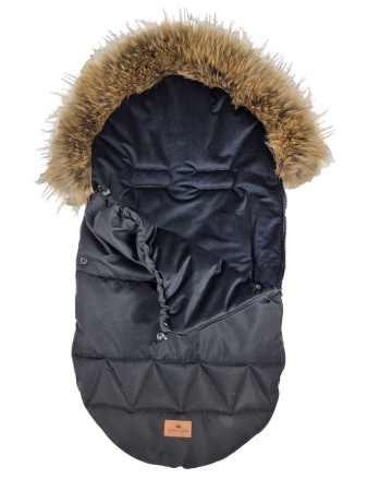śpiworek czarny do wózka futro queen baby