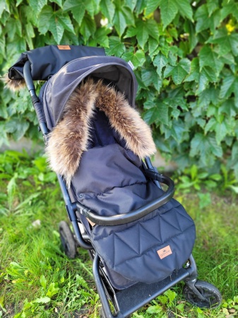 śpiworek czarny do wózka futro queen baby