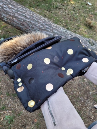 mufka do wózka w kropki złota miedziana różowe złoto rose gold queen baby