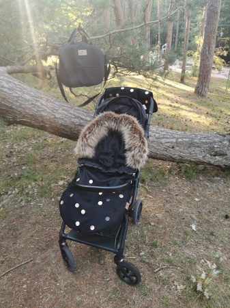 mufka do wózka w kropki złota miedziana różowe złoto rose gold queen baby