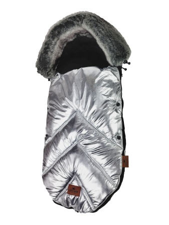 srebrny szary śpiworek do wózka spacerówki gondoli queen baby duże futro