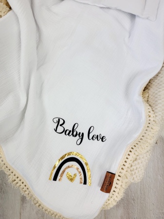 kocyk muślinowy kolor biały queen baby BIAŁY