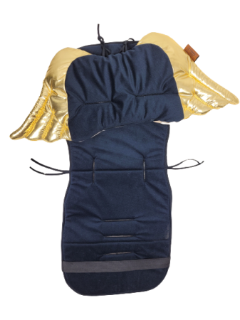 wkładka do wózka czarno złota do spacerówki złote skrzydła z poduszką bawełniana dwustronna uniwersalna queen baby