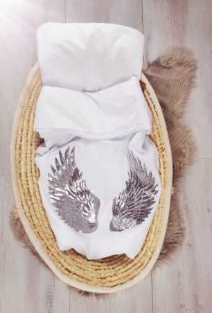 koc biały dla dziecka queen baby skrzydła chrzest skrzydła