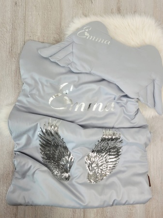 imienna pościel szara do łóżeczka niemowlaka queen baby