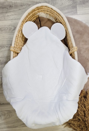 rożek muślinowy miś z uszami misia becik dla niemowlaka prezent baby shower queen baby