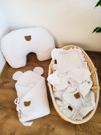 rożek muślinowy miś z uszami misia becik dla niemowlaka prezent baby shower queen baby  rożek z muślinu bawełny
