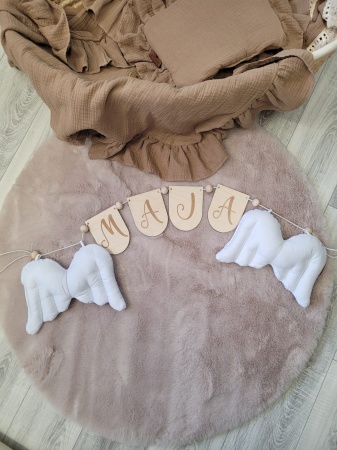 girlanda drewniana z imieniem dziecka girlanda ze skrzydłami queen baby