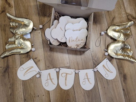 drewniana girlanda z imieniem dziecka girlanda dla chłopca dla dziewczynki queen baby