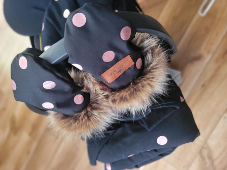 rękawice do wózka różowe złoto rose gold mufka queen baby