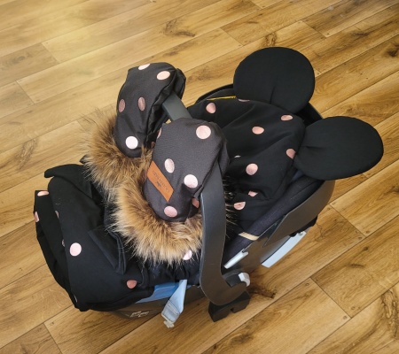 rękawice do wózka różowe złoto rose gold mufka queen baby