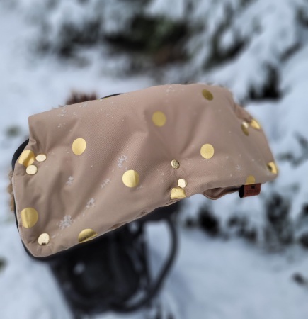 mufka do wózka w kropki złota miedziana różowe złoto rose gold queen baby