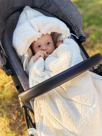 śpiworek do wózka zimowy teddy  baranek Bouclé