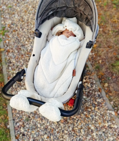śpiworek do wózka zimowy teddy  baranek Bouclé