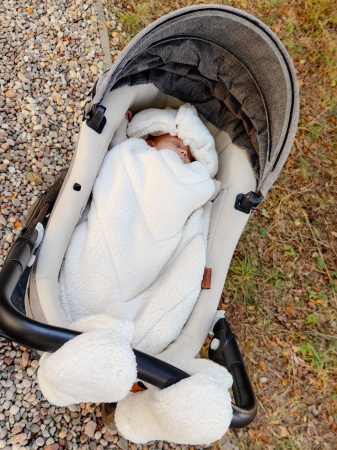 śpiworek do wózka zimowy teddy  baranek Bouclé