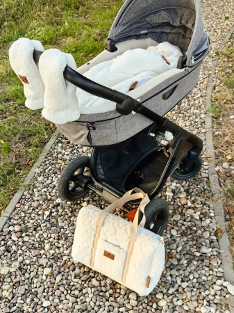 śpiworek do wózka zimowy teddy  baranek Bouclé