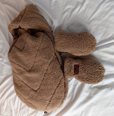 śpiworek do wózka zimowy teddy  baranek Bouclé beżowy