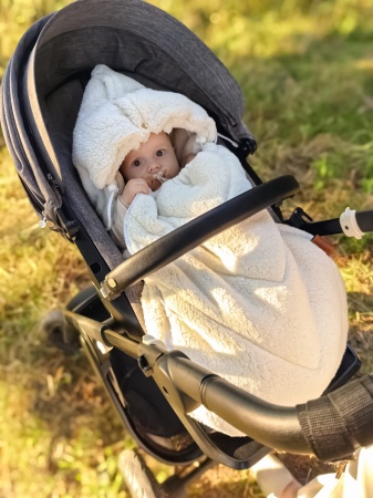 śpiworek do wózka zimowy teddy  baranek Bouclé