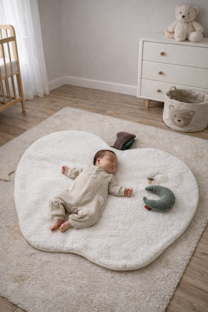 mata beżowa na podłogę dla dziecka w kształcie jabłka mata baby gym mata dla dziecka baranek