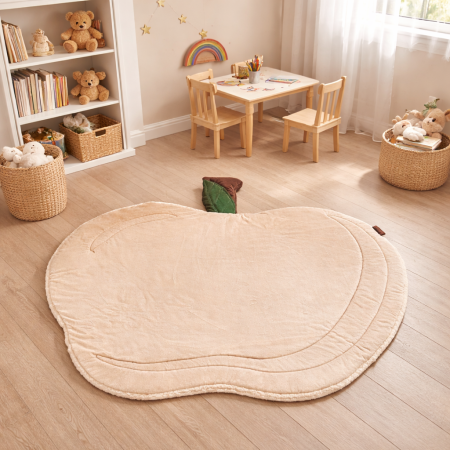mata beżowa na podłogę dla dziecka w kształcie jabłka mata baby gym mata dla dziecka baranek