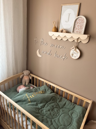 pościel z imieniem dziecka personalizowana z misiem muślinowa